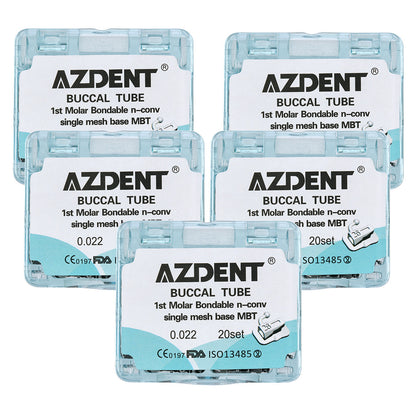 5 Boxes AZDENT Dental Orthodontic Buccal Tube 1st Molar Bondable Split Non-Convertible MBT 0.022 20Sets/Box - azdentall.com