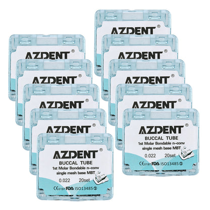 10 Boxes AZDENT Dental Orthodontic Buccal Tube 1st Molar Bondable Split Non-Convertible MBT 0.022 20Sets/Box - azdentall.com