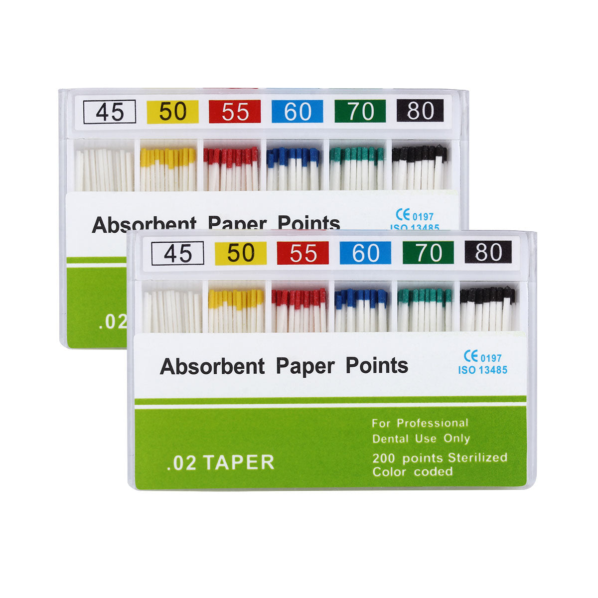 Absorbent Paper Points #15-80 Taper Size 0.02 Color Coded 8 Models 200/Box-azdentall.com