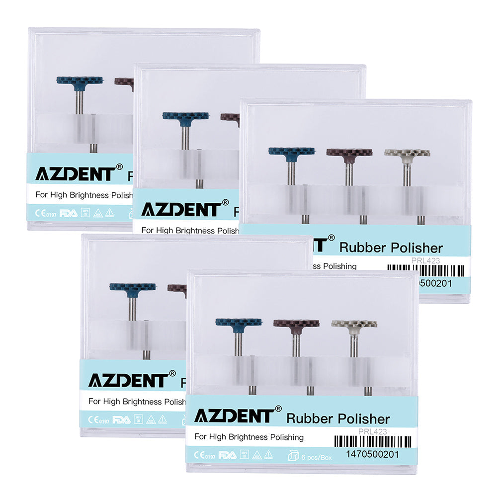 5Boxes AZDENT Dental Polishing Kit Composite Ceramic Zircon Rubber Wheel 6pcs/Kit-azdentall.com\